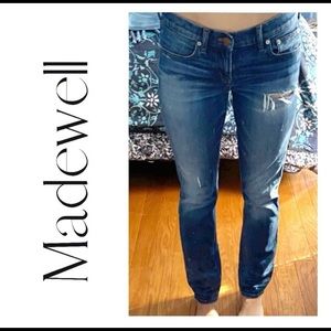 Madewell straight leg jeans. Super cute distressing and so comfortable!